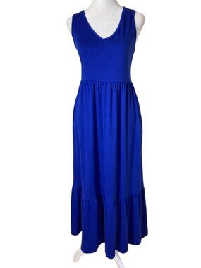 Prinbara Royal Blue Tiered Maxi Dress S • Sleeveless Cotton Sundress